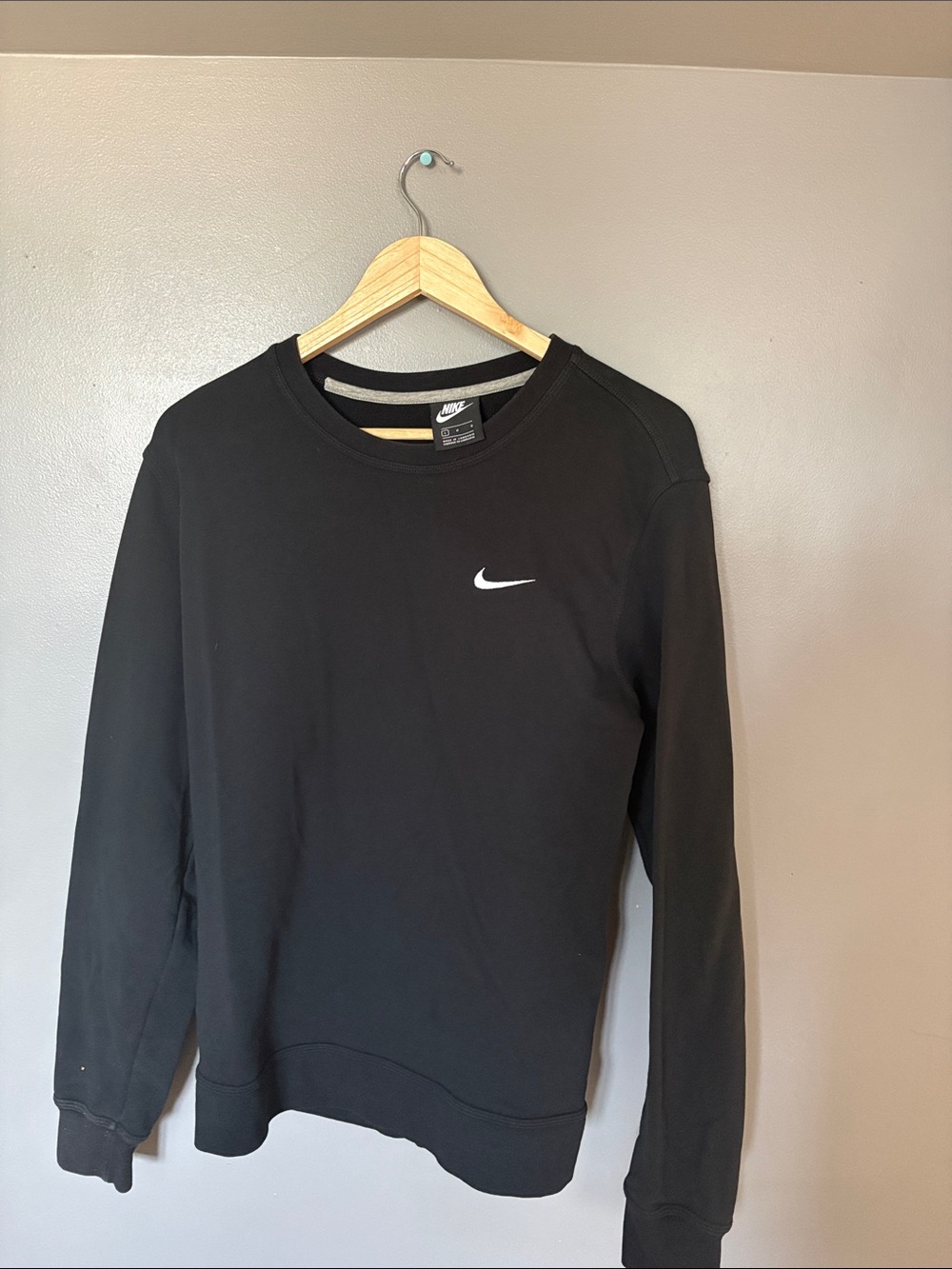 Nike Black Crewneck Sweatshirt with White Swoosh